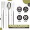 Trendables Disposable Silverware Set - Wedding Plastic Cutlery Dinnerware - Includes modern Forks, Plastic Spoons, disposable Knives - reflective Plastic Utensils Party Set